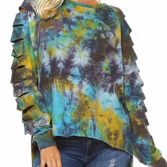 TOV | Tie Dye Ladder Sleeve Top NWT - Picture 2 of 7